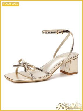 Women's Bow Strappy Low Heels | Square Toe Block Heel Sandals